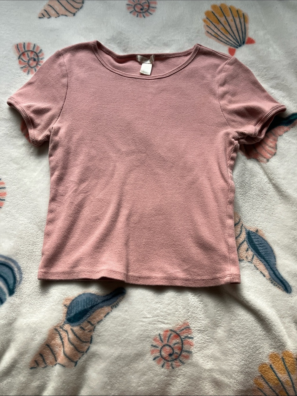 Bozzolo Dusty Pink Ribbed Short Sleeve Tee